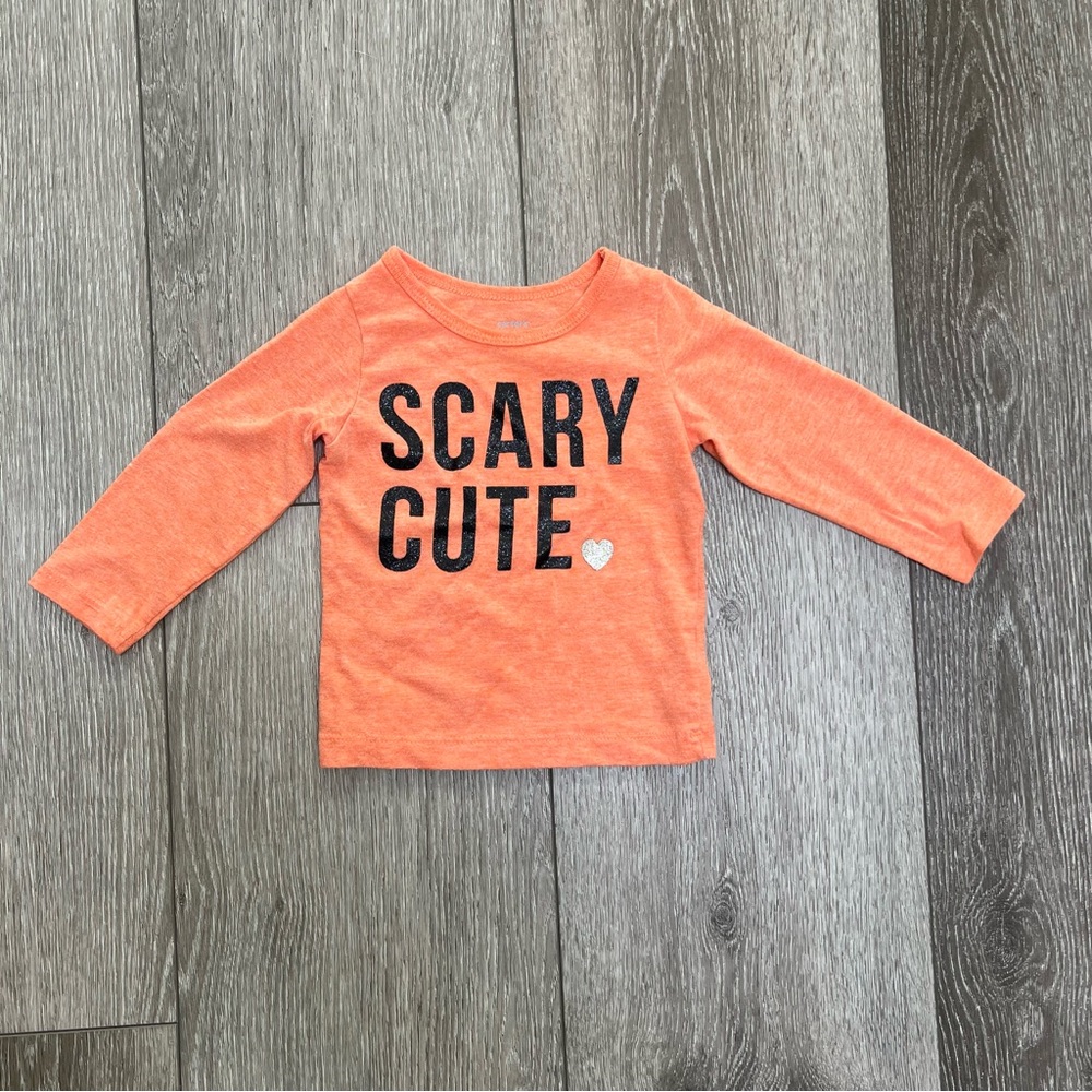 CARTERS HALLOWEEN LONG SLEEVE SHIRT ORANGE 12MO